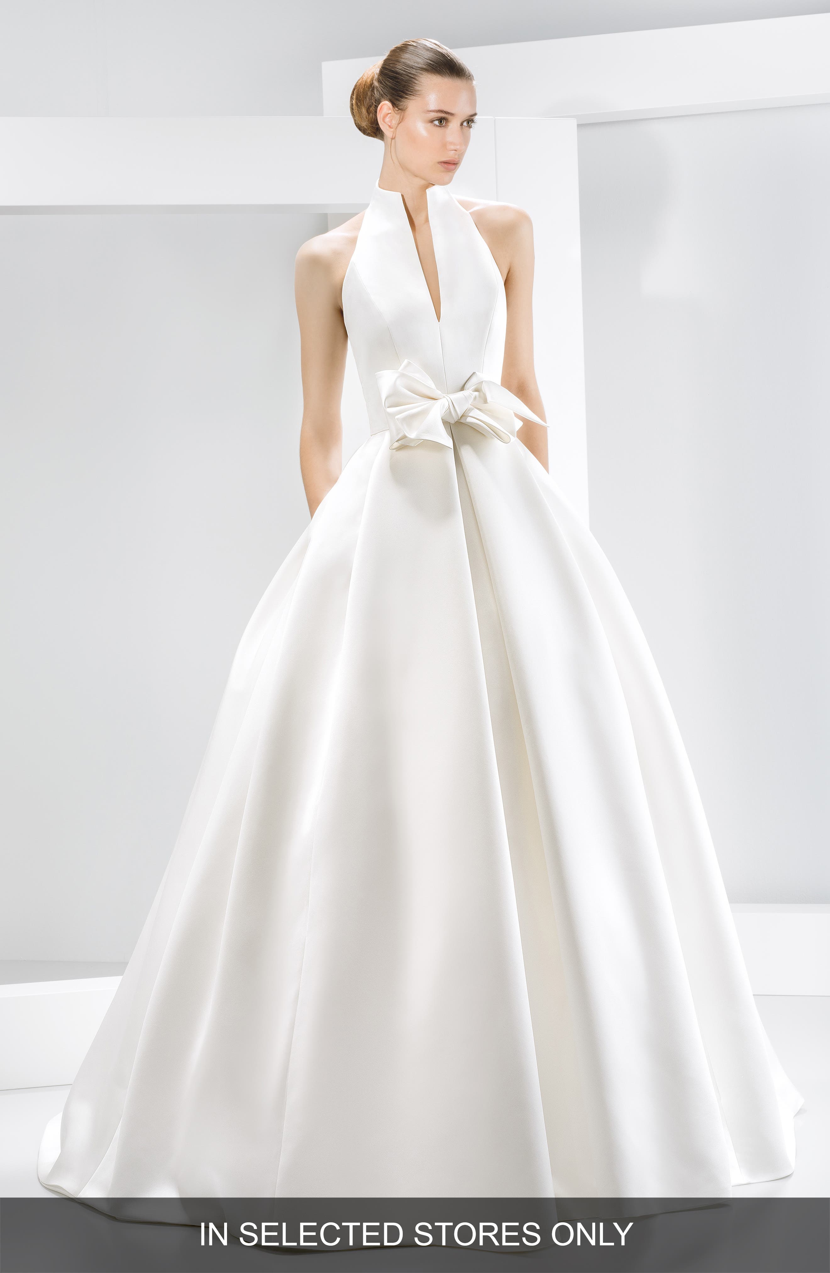 Jesus Peiro Bow Detail Satin Halter Dress