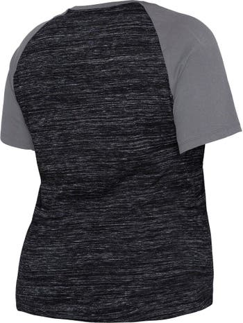 Women's New Era Black Chicago White Sox Plus Size Space Dye Raglan V-Neck T-Shirt