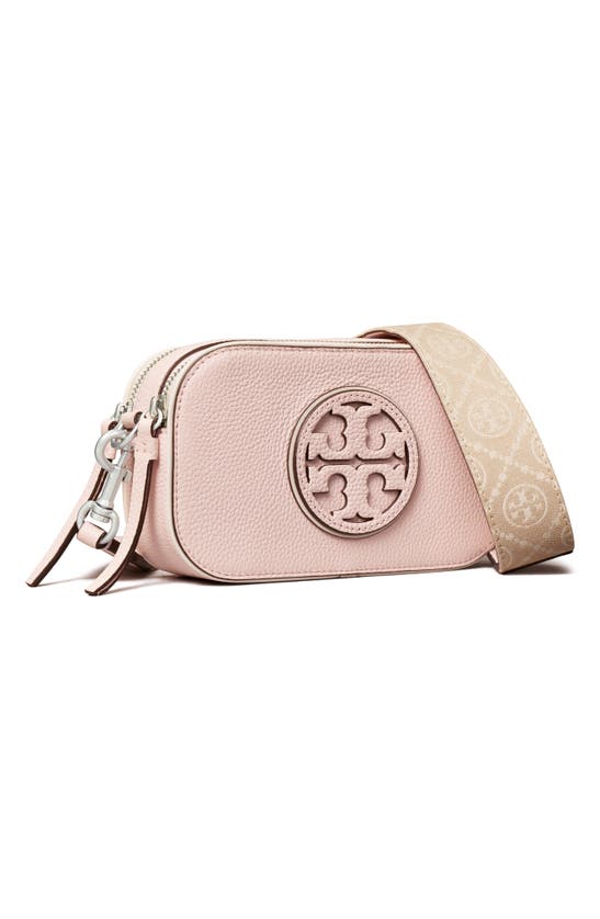 Shop Tory Burch Mini Miller Leather Crossbody Bag In Pale Pink