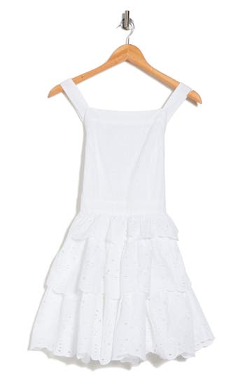 Rachel Parcell Tiered Cotton Eyelet Minidress In Classic White