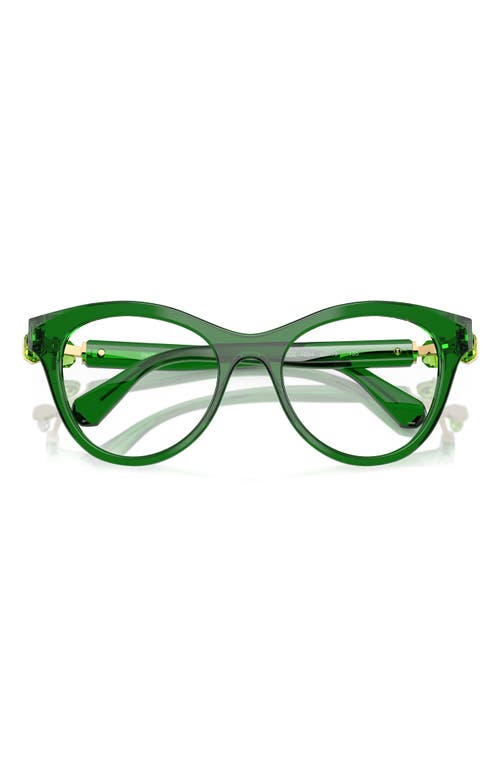 Swarovski 52mm Round Optical Glasses In Transparent Green