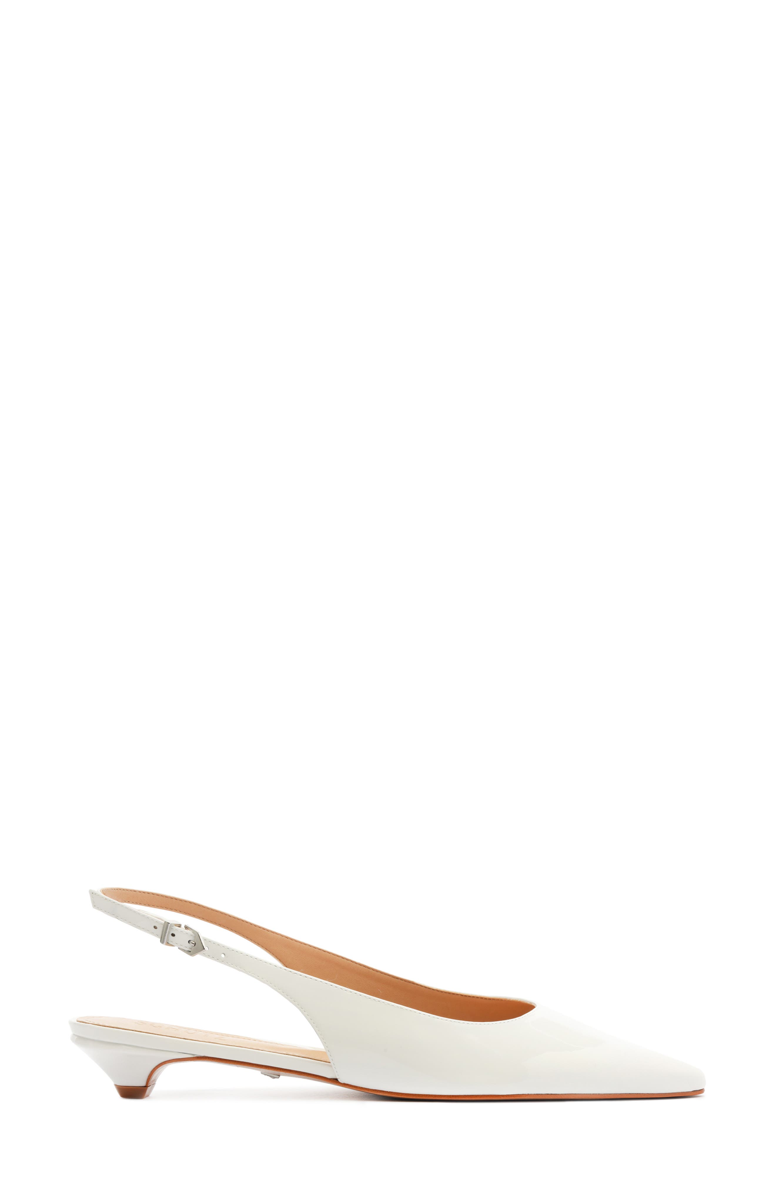 Schutz Evan Pointed Toe Slingback Kitten Heel Pump in White