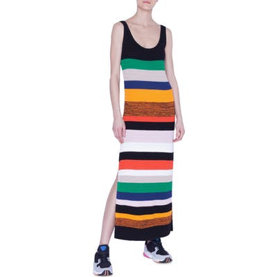 Akris Punto Multicolor Stripe Tank Sweater Dress, Yellow