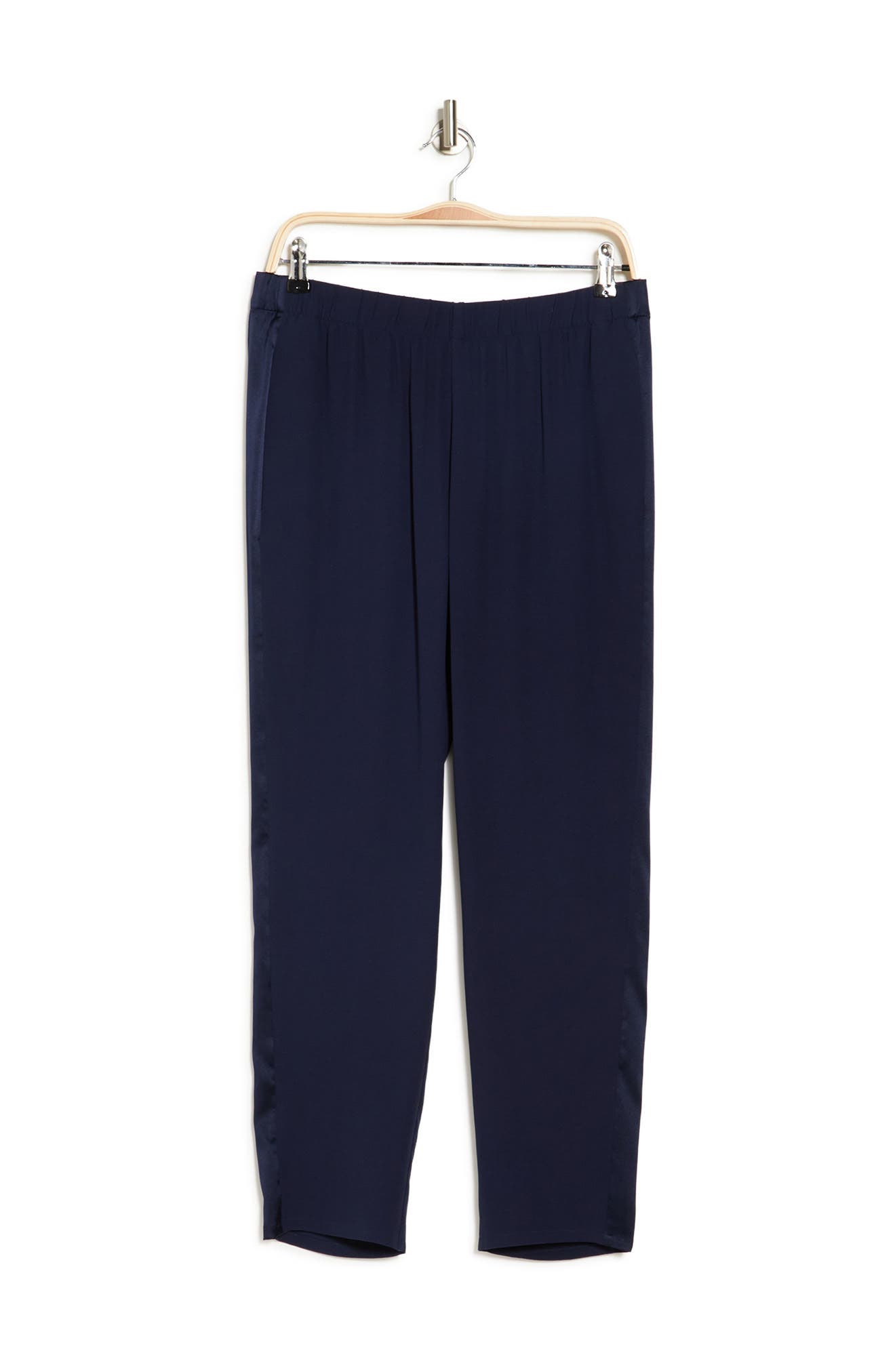 Eileen Fisher Georgette Crepe Silk Ankle Pants In Midnt