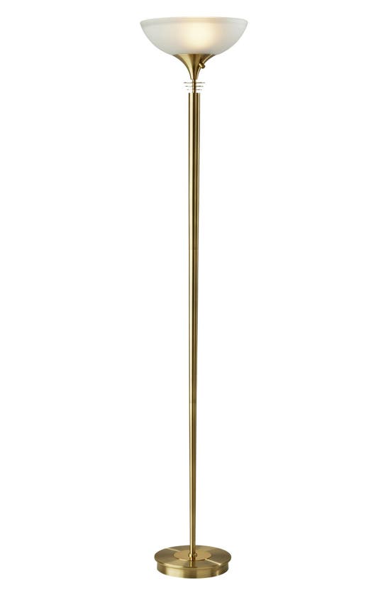 Adesso Lighting Metropolis Torchiere Floor Lamp In Antique Brass