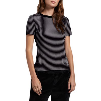 Michael Stars Stripe Crewneck Tee, Size One Size - Black