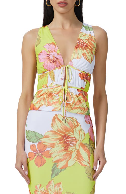 Mirna Tie Front Sleeveless Top in Color Block Floral