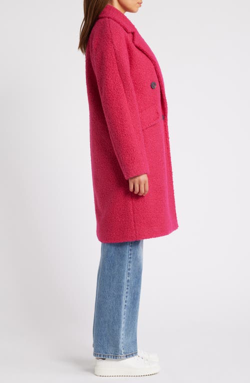 Shop Bcbg Double Breasted Bouclé Coat In Magenta