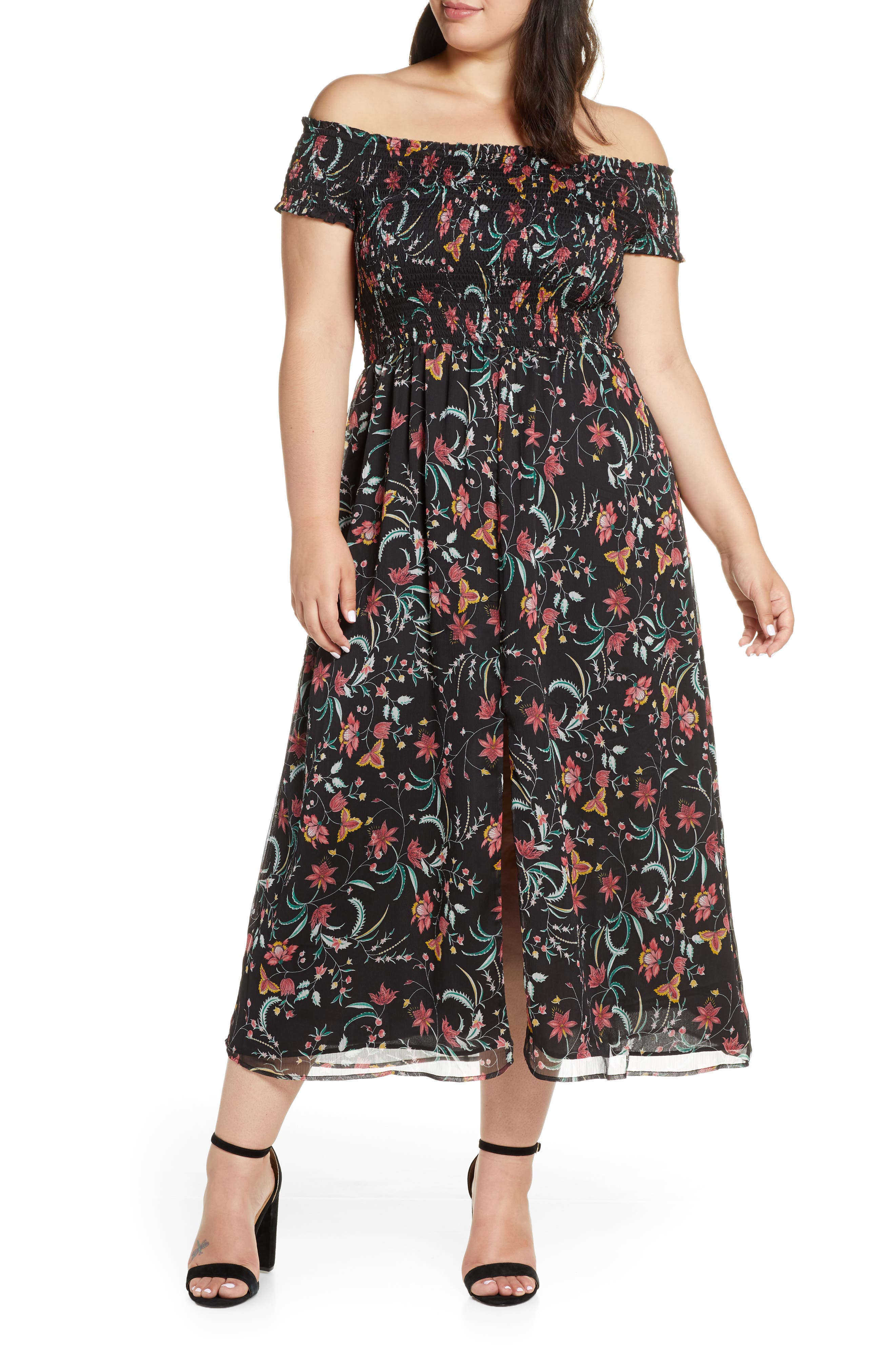 cece smocked off the shoulder dress