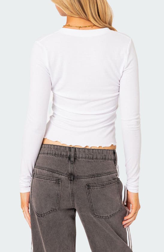 Shop Edikted Emerson Long Sleeve Rib Henley In White