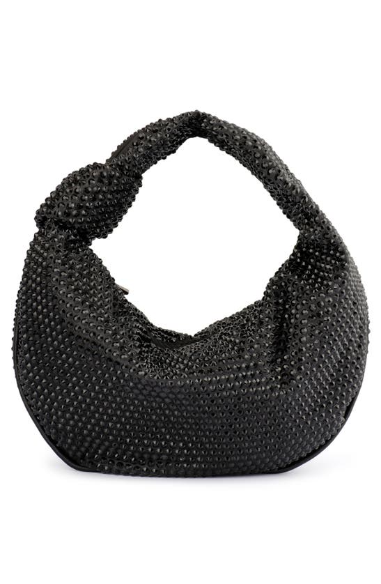 Shop Olga Berg Juliana Crystal Top Handle Bag In Black