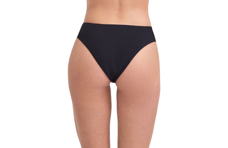 Au Naturel By Gottex Solid Textured High Leg High Waist Swim Bottom In Black