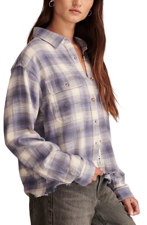 Shop Lucky Brand Raw Edge Plaid Button-up Shirt In Lavender Grey Plaid