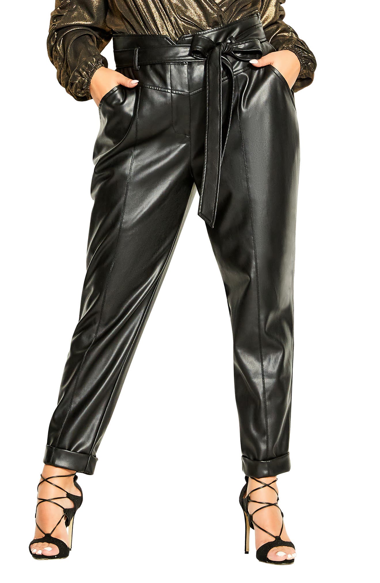 black leather pants plus size
