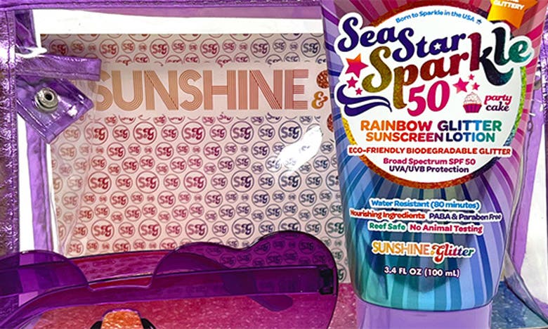 Shop Sunshine & Glitter Kids' Sea Star Sparkle Rainbow Party Travel Gift Set
