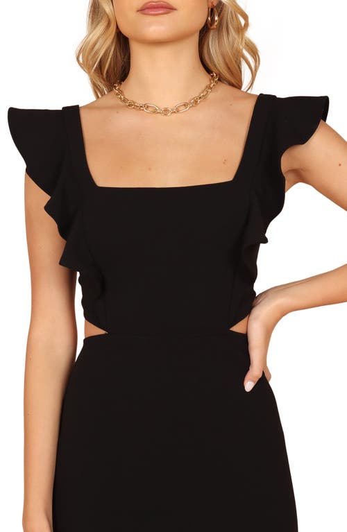 Petal And Pup Petal & Pup Yvonne Ruffle Trim Cutout High-low Dress In Black