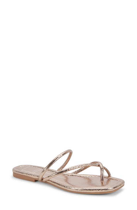 gold flat sandals | Nordstrom