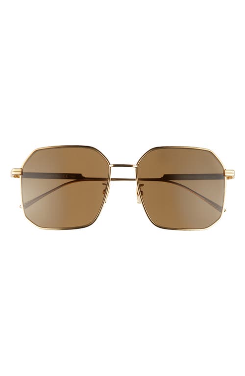 Bottega Veneta 58mm Square Sunglasses in Gold/Brown at Nordstrom
