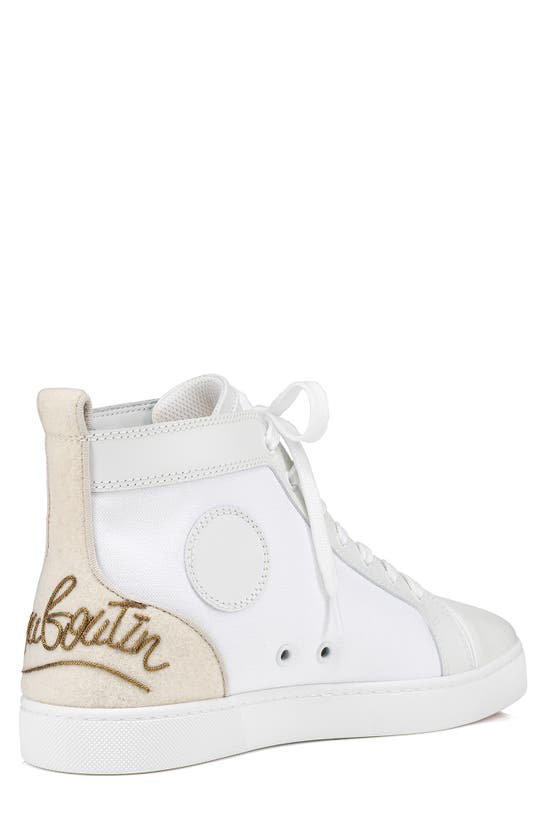 Shop Christian Louboutin Fun Louis Mixed Media High Top Sneaker In White