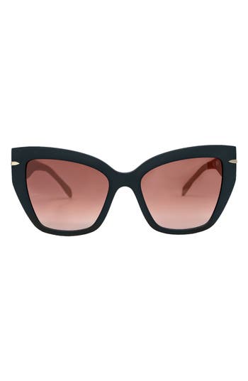 Shop Mita Sustainable Eyewear 56mm Gradient Cat Eye Sunglasses In Matte Black/matte Blush