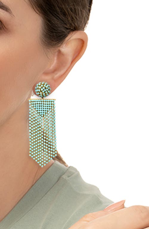 Shop Deepa Gurnani Fanning Drop Earrings In Turquoise