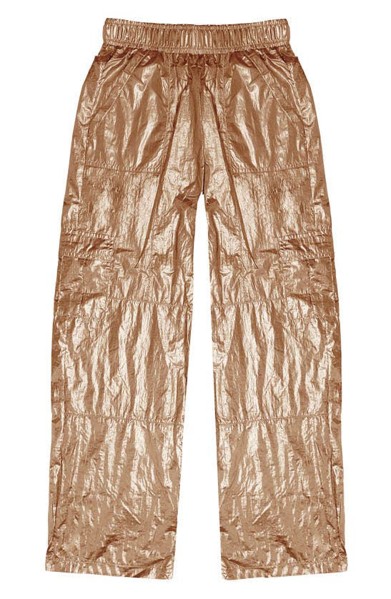 Shop Mia New York Kids' Metallic Cargo Pants In Gold