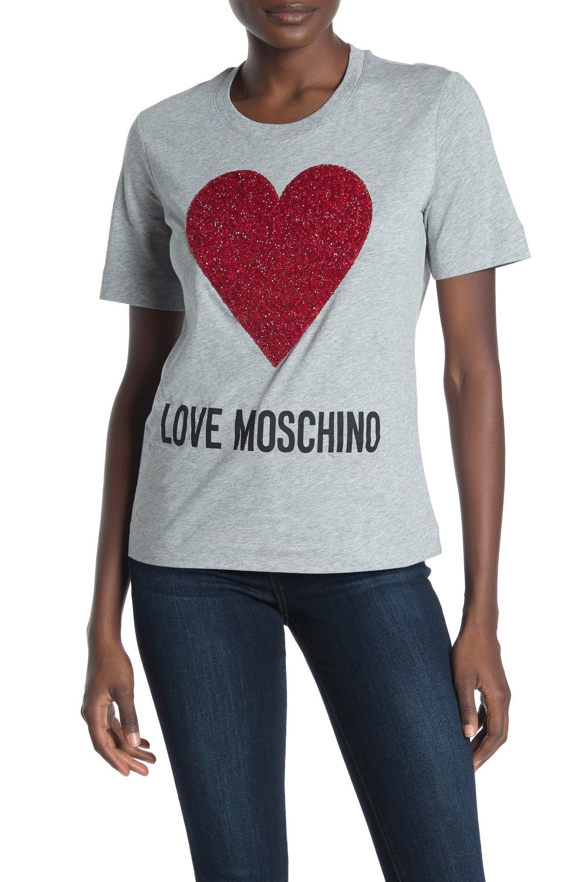 LOVE Moschino | Rhinestone Heart Logo T 