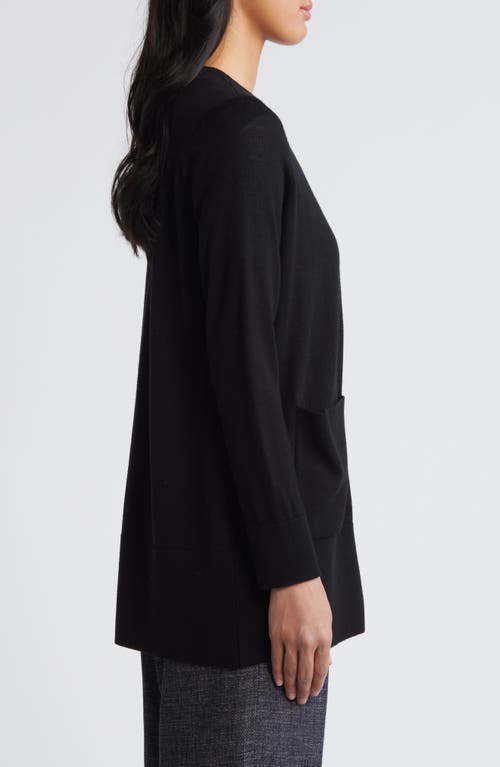 EILEEN FISHER EILEEN FISHER V-NECK SNAP FRONT WOOL CARDIGAN 