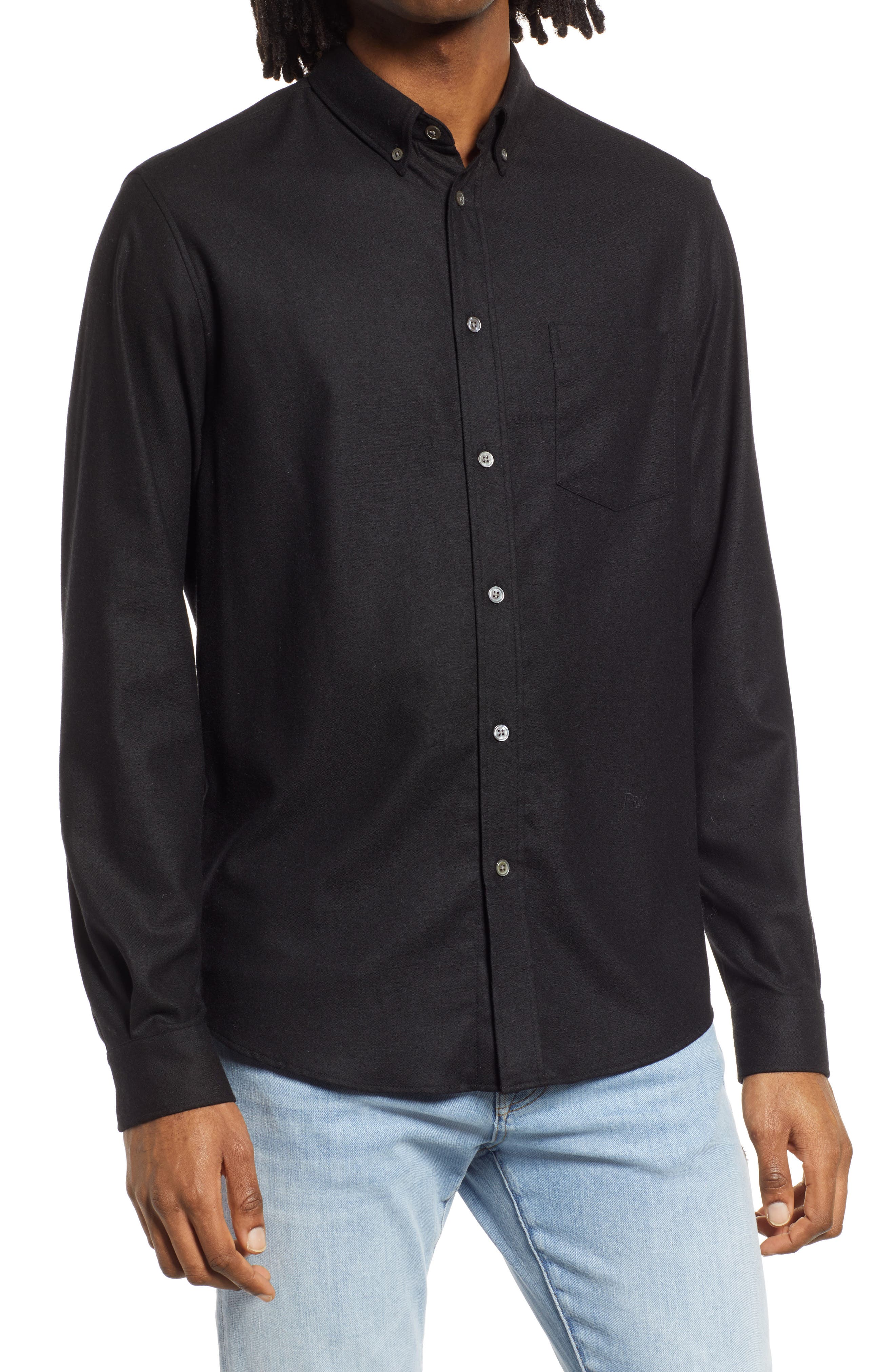 FRAME Washable Button-Up Shirt in Noir