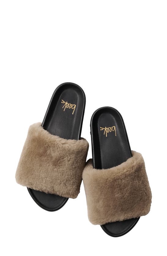 Shop Beek Pelican Slide Sandal In Bronze/ Black