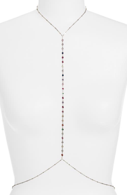 VIDAKUSH Rainbow Station Body Chain in Multi/Silver