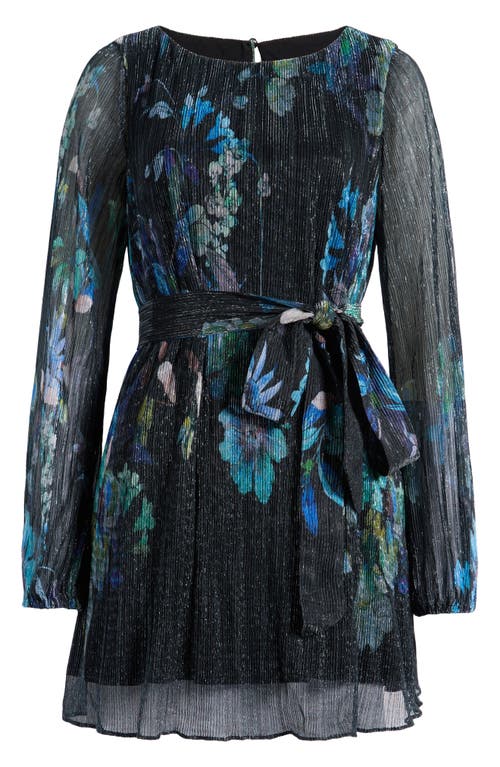 DRESS THE POPULATION DRESS THE POPULATION KIRSI METALLIC FLORAL LONG SLEEVE MINIDRESS 