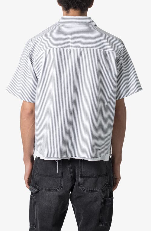 Shop Mnml Stripe Short Sleeve Button-up Shirt In Grey/white