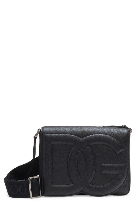 Shop Dolce & Gabbana Dg Logo Flap Leather Crossbody Bag In Nero