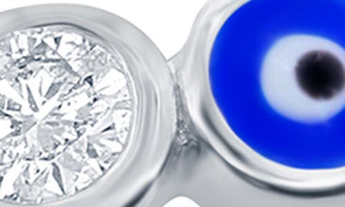 Shop Simona Sterling Silver Cz & Enamel Evil Eye Ring In Silver/navy