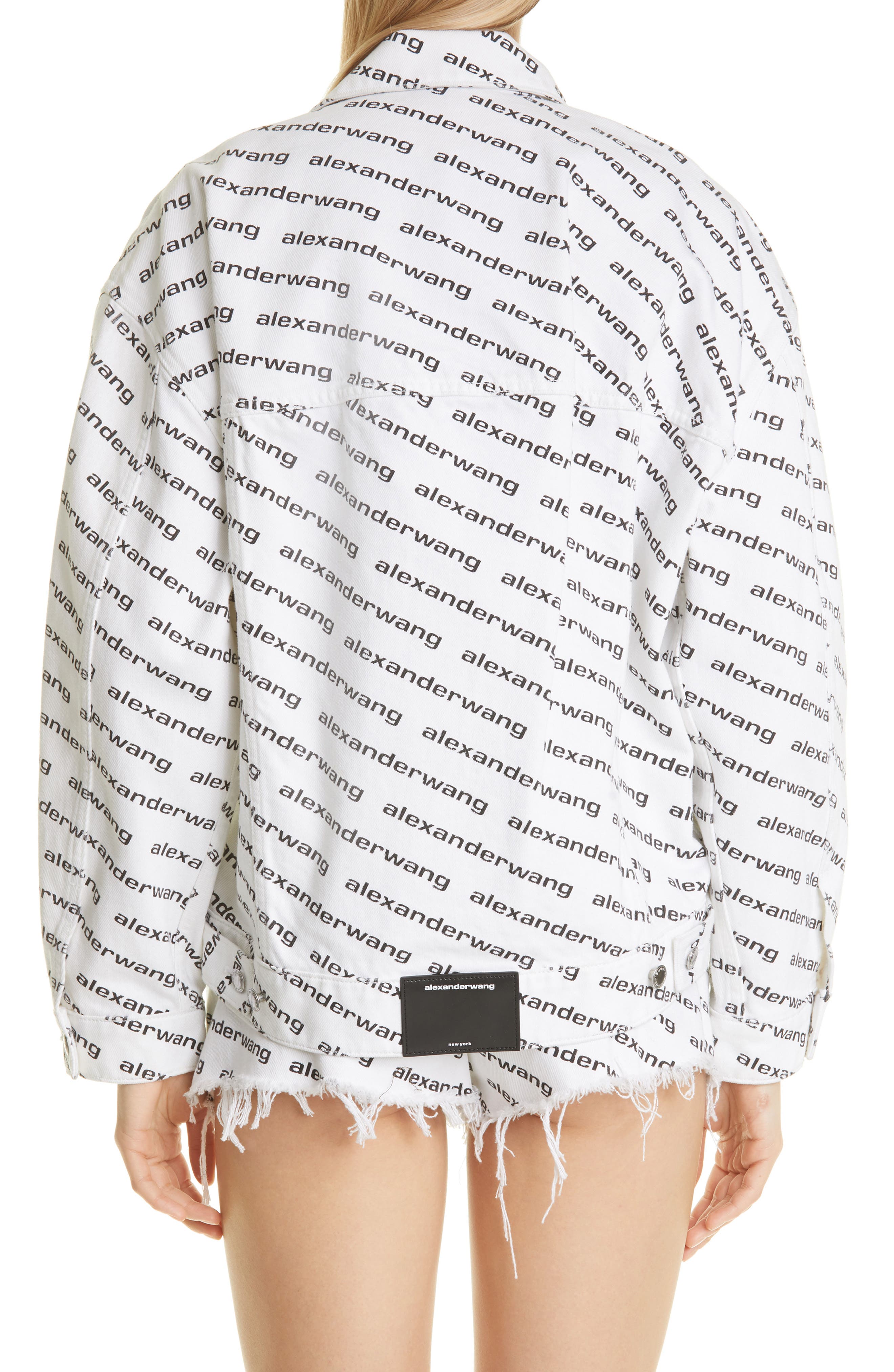 alexander wang logo print denim jacket