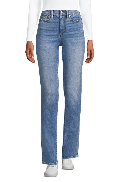 Shop Lands' End Recover High Rise Straight Leg Blue Jeans In Beau Blue