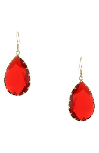 Shop Olivia Welles Abria Drop Earrings In Gold/red