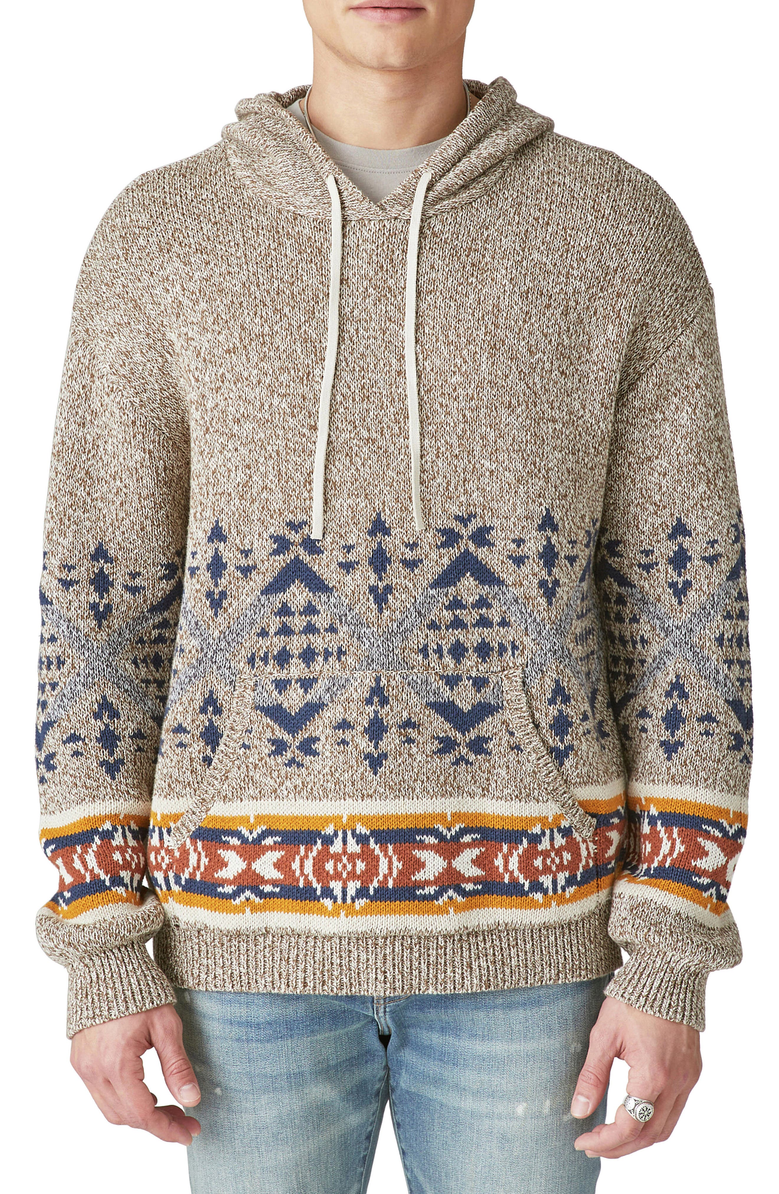 Lucky Brand Fair Isle Hoodie Sweater 