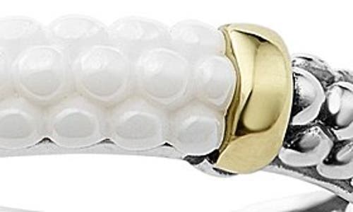 Lagos 'caviar' Stacking Ring In White/gold
