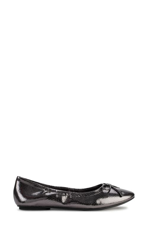 Shop Karl Lagerfeld Paris Velma Metallic Ballet Flat In Dark Slate