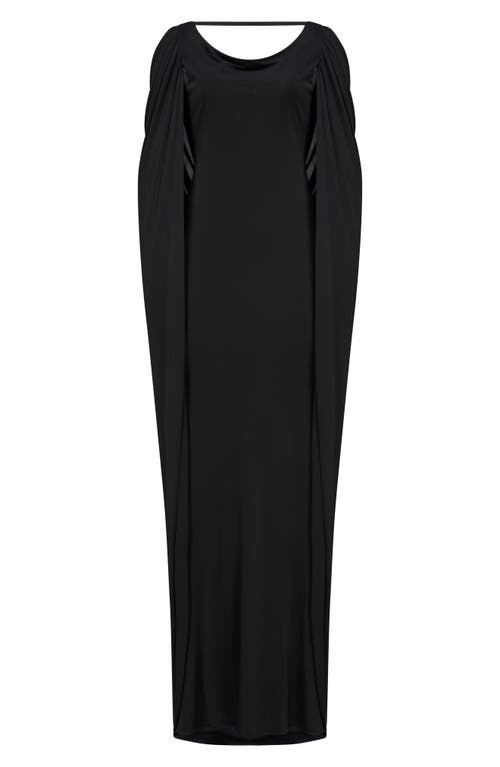 Shop Halston Akeem Long Sleeve Cape Detail Jersey Gown In Black