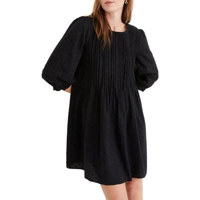 Madewell Embroidered Pintuck Minidress, Black