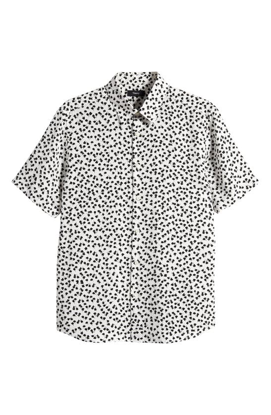 Shop Theory Irving Short Sleeve Button-up Shirt In White Multi