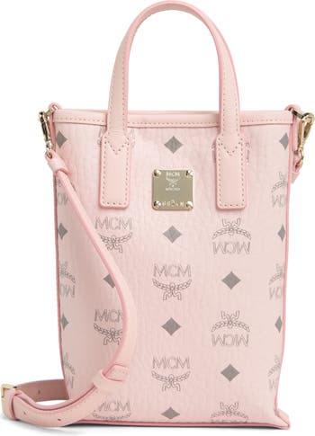 Mcm - Aren Medium Visetos Powder Pink Leather Hobo Shoulder Crossbody Handbag