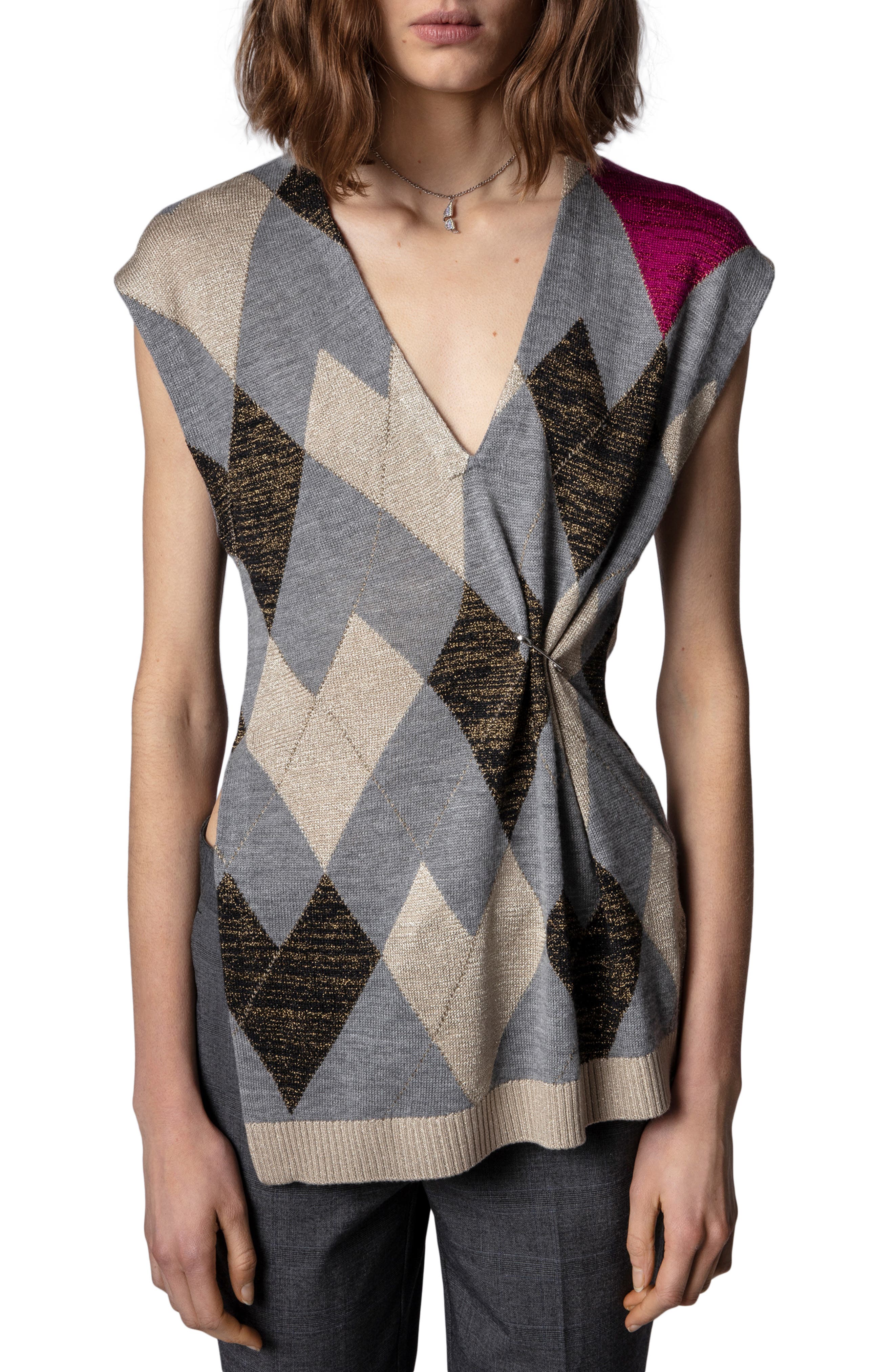 argyle v neck sweater