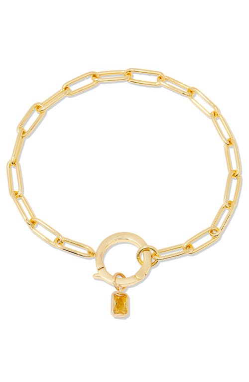 Colette Birthstone Paper Clip Chain Bracelet in Gold - November