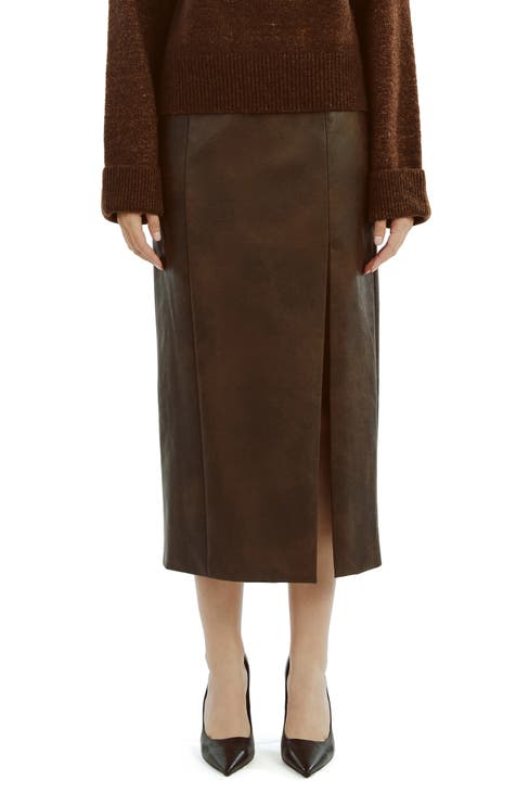 Brown suede skirt 4xl best sale