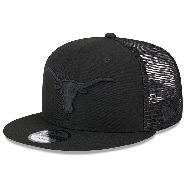 New Era Texas Longhorns Black On Black 9fifty Trucker Snapback Hat ...