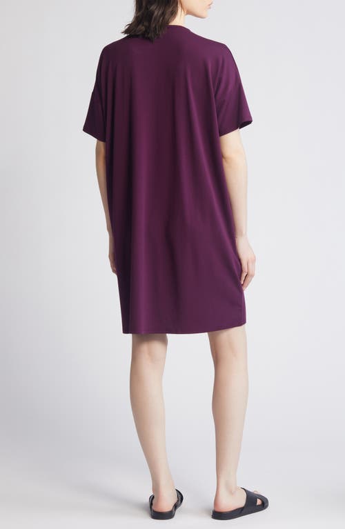 Shop Eileen Fisher Boxy Crewneck T-shirt Dress In Blackberry